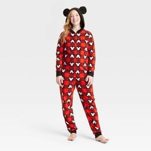 NWT Women's Disney 100 Mickey Mouse Matching Family Union Suit Red
